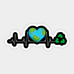 Earth Day Heartbeat Recycle Sticker